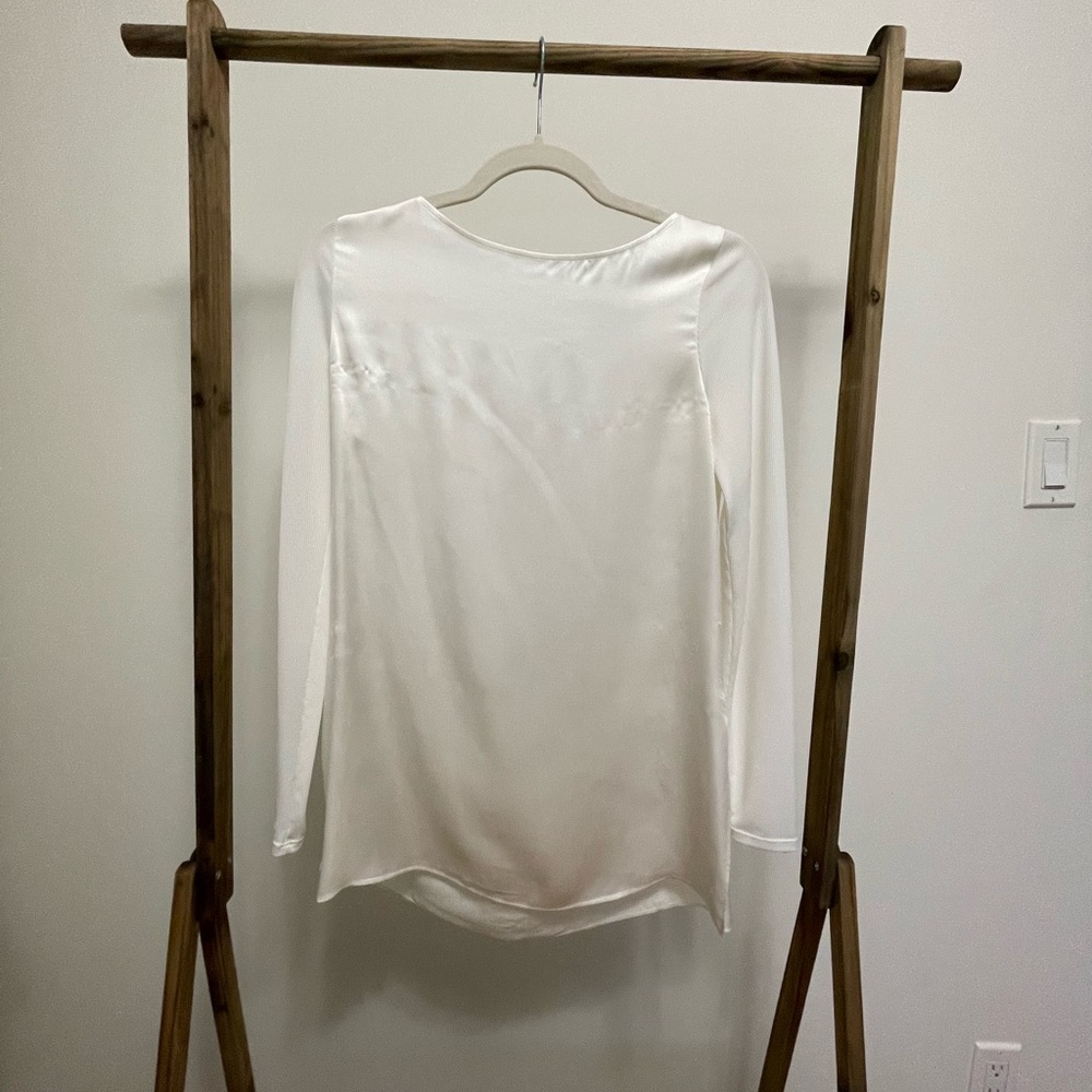 Club Monaco Silk blouse with ribbed sleeves